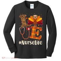 Cute Thanksgiving #NurseLife Fall Patterns Nurse Turkey Kids Long Sleeve Shirt thumb 0