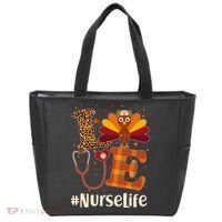 Cute Thanksgiving #NurseLife Fall Patterns Nurse Turkey Tote Bag thumb 0