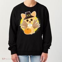 Cute Thanksgiving Pilgrim Puppy Women's Sweatshirt thumb 0