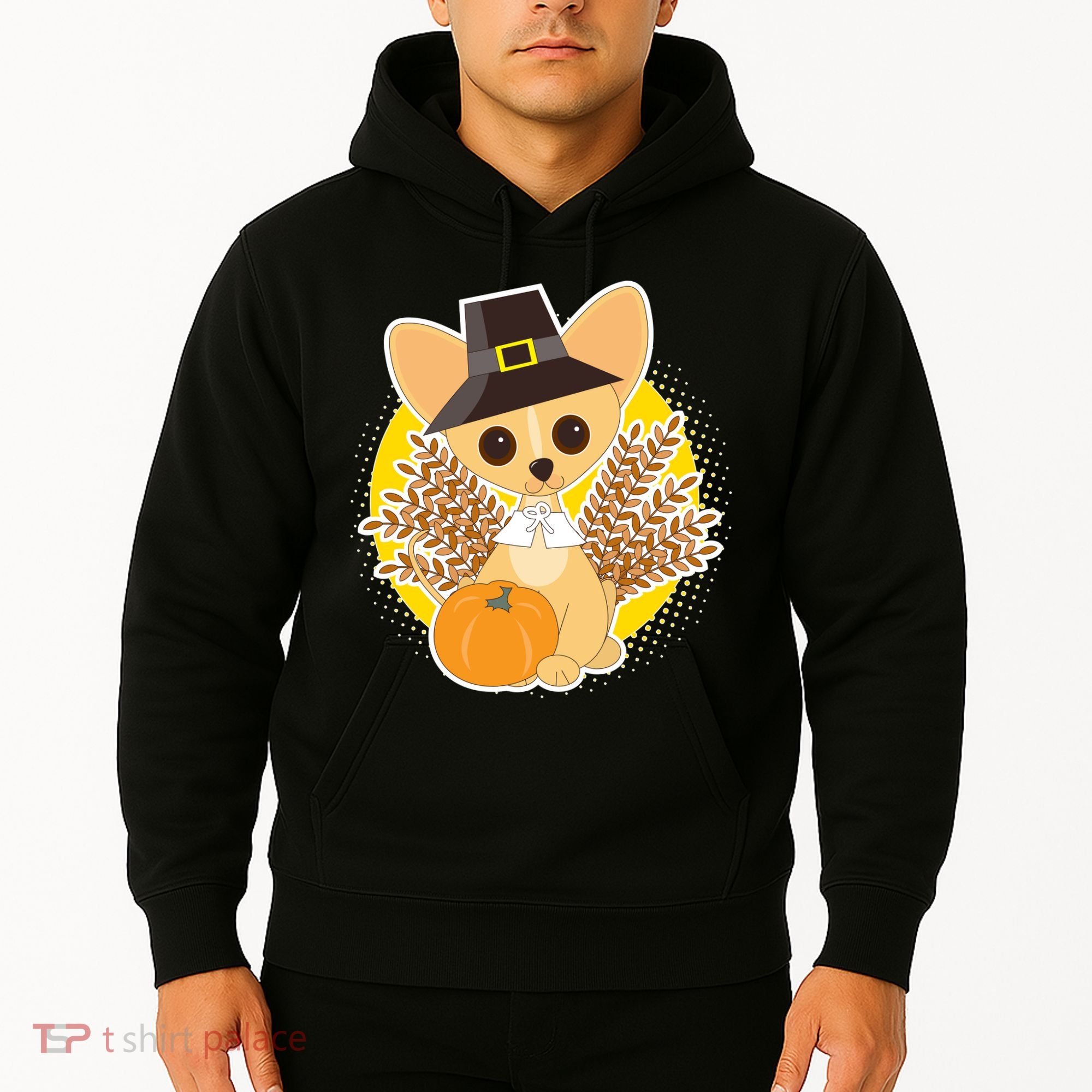 Cute Thanksgiving Pilgrim Puppy Hoodie