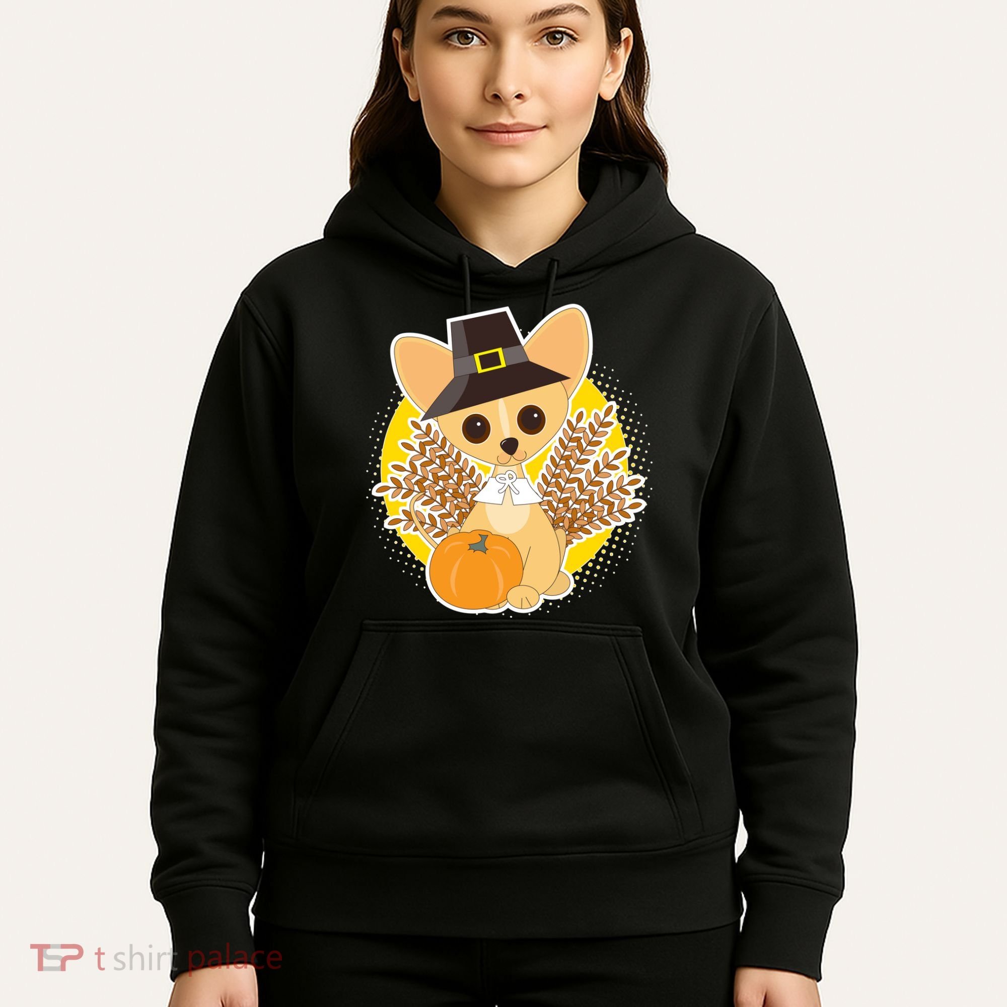 Cute Thanksgiving Pilgrim Puppy Hoodie