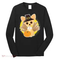 Cute Thanksgiving Pilgrim Puppy Long Sleeve Shirt thumb 0
