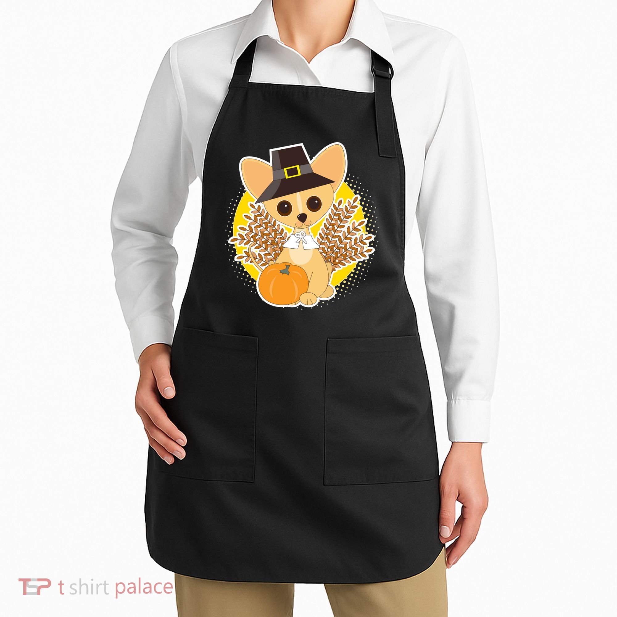 Cute Thanksgiving Pilgrim Puppy Apron