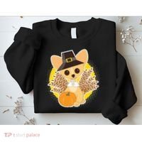 Cute Thanksgiving Pilgrim Puppy Sweatshirt thumb 2