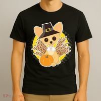 Cute Thanksgiving Pilgrim Puppy T-Shirt thumb 3