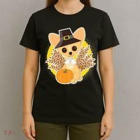 Cute Thanksgiving Pilgrim Puppy T-Shirt thumb 4