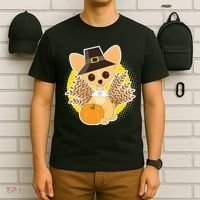 Cute Thanksgiving Pilgrim Puppy T-Shirt thumb 6