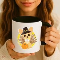 Cute Thanksgiving Pilgrim Puppy Coffee Mug thumb 3