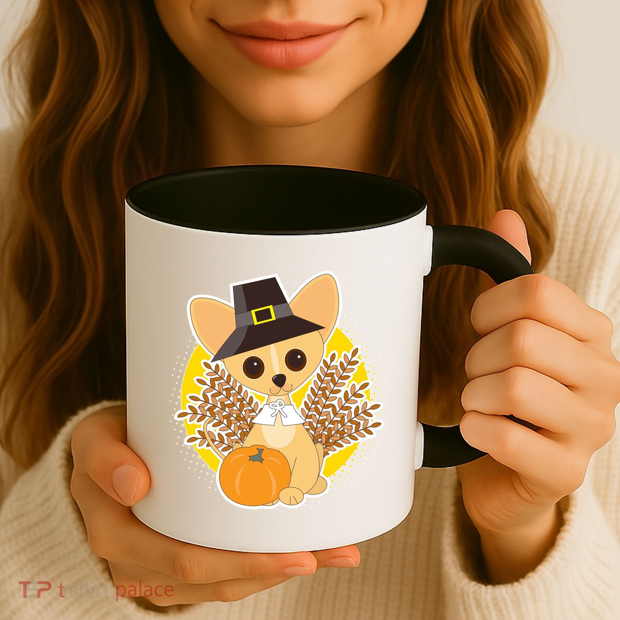 Cute Thanksgiving Pilgrim Puppy Coffee Mug