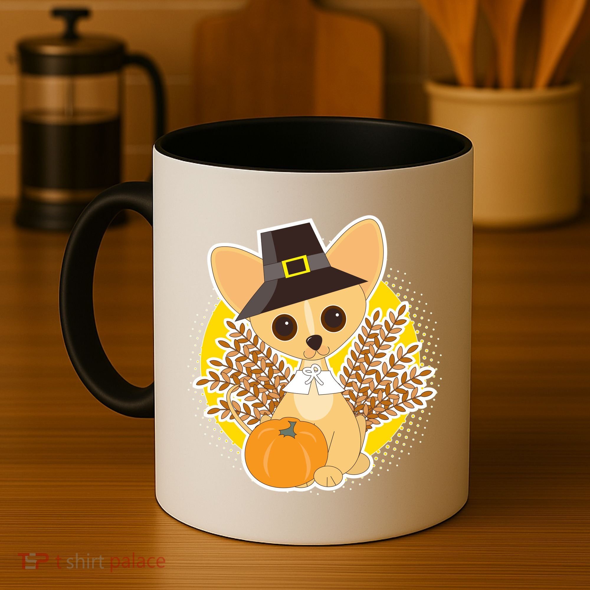 Cute Thanksgiving Pilgrim Puppy Coffee Mug