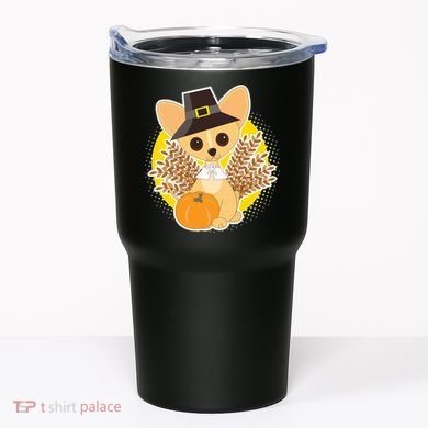 Cute Thanksgiving Pilgrim Puppy Tumbler