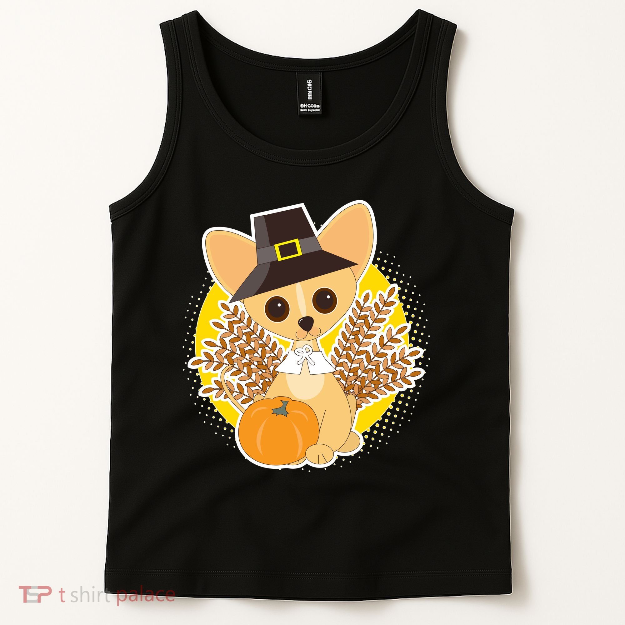 Cute Thanksgiving Pilgrim Puppy Tank Top