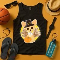 Cute Thanksgiving Pilgrim Puppy Tank Top thumb 4