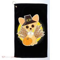 Cute Thanksgiving Pilgrim Puppy Golf Towel thumb 0