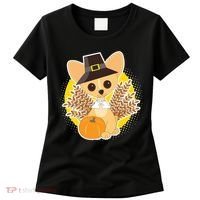 Cute Thanksgiving Pilgrim Puppy Women's T-Shirt thumb 0