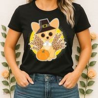 Cute Thanksgiving Pilgrim Puppy Women's T-Shirt thumb 2