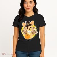 Cute Thanksgiving Pilgrim Puppy Women's T-Shirt thumb 4