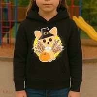 Cute Thanksgiving Pilgrim Puppy Kids Hoodie thumb 3