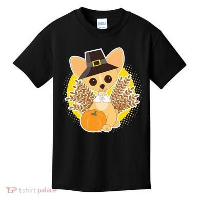 Cute Thanksgiving Pilgrim Puppy Kids T-Shirt