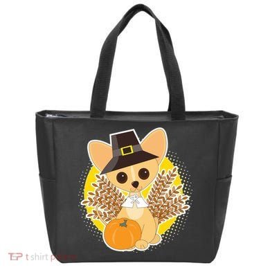 Cute Thanksgiving Pilgrim Puppy Tote Bag