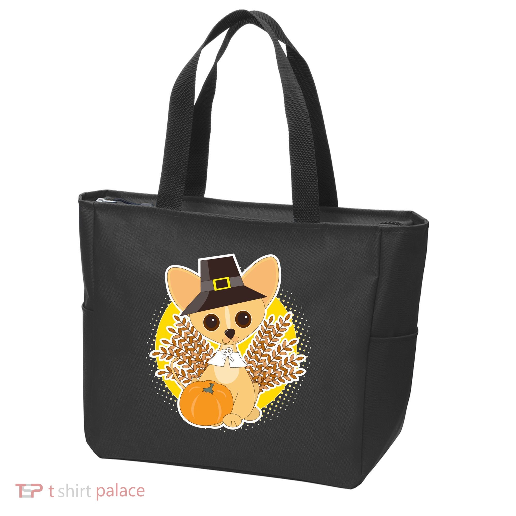 Cute Thanksgiving Pilgrim Puppy Tote Bag