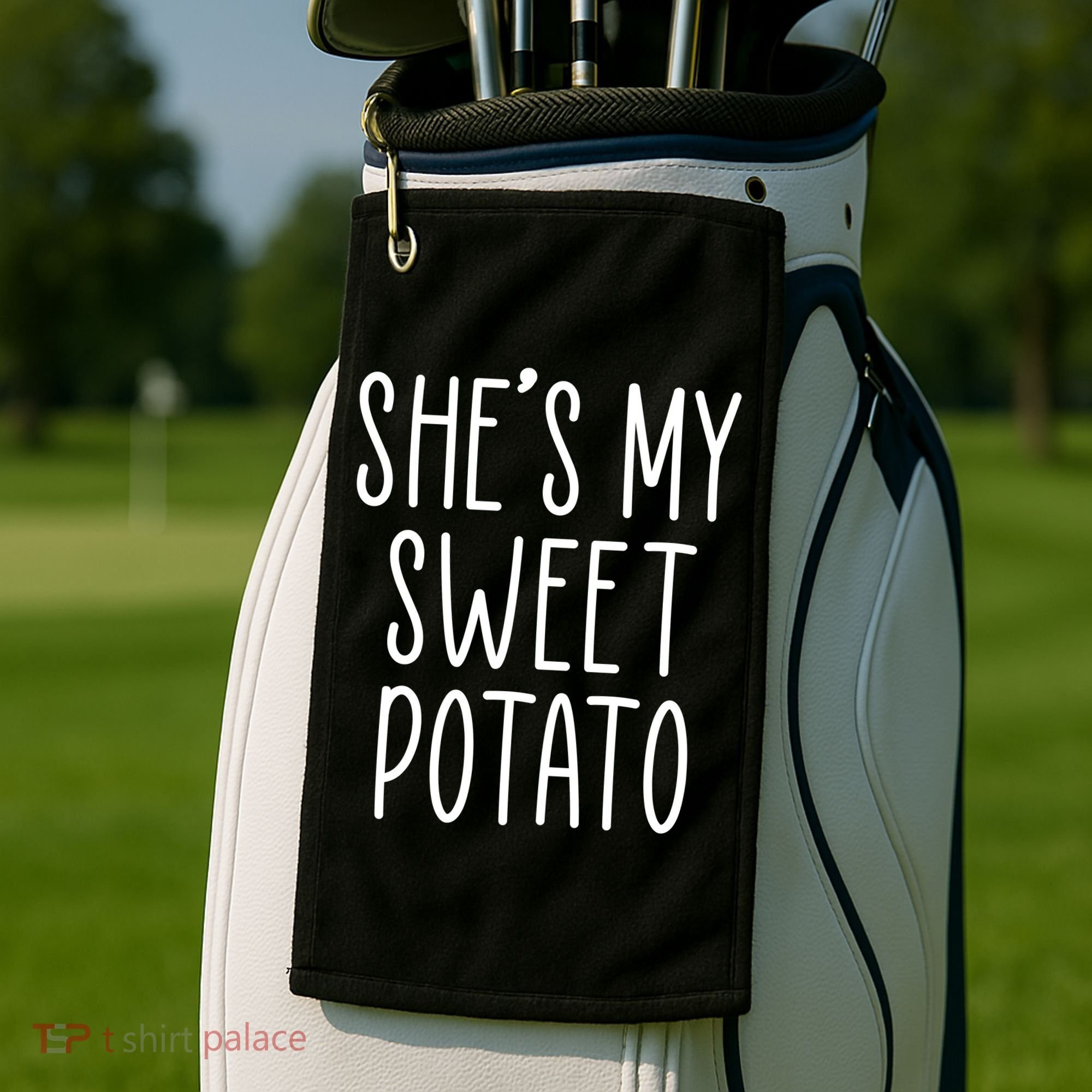 Cute Thanksgiving She's My Sweet Potato Golf Towel