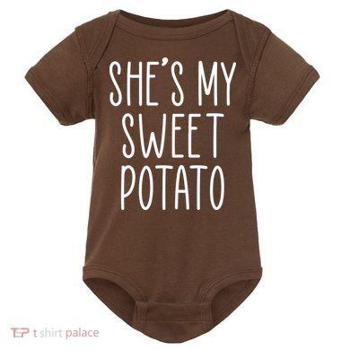 Cute Thanksgiving She's My Sweet Potato Baby Bodysuit