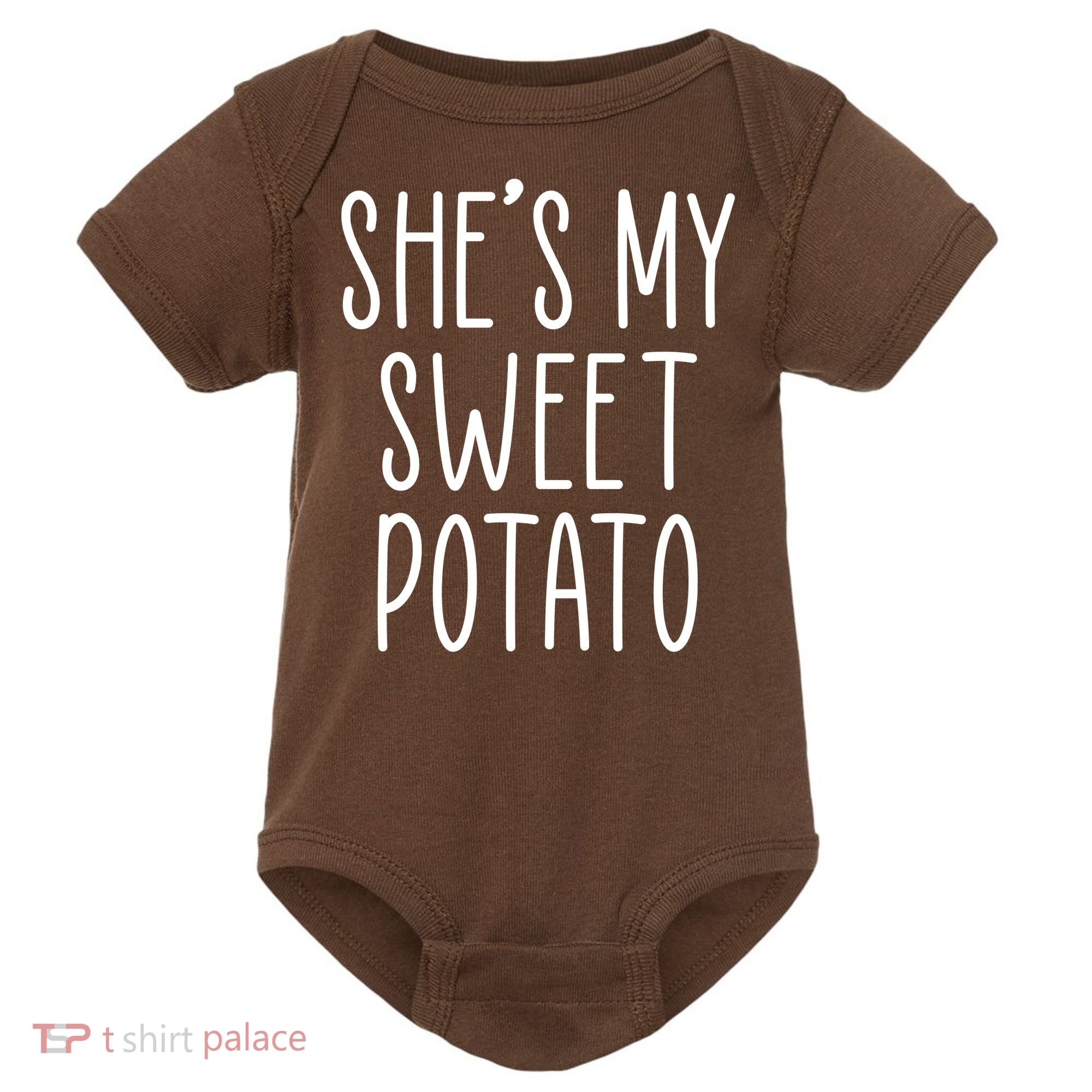 Cute Thanksgiving She's My Sweet Potato Baby Bodysuit