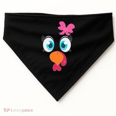 Cute Thanksgiving Turkey Girl Face Bow Tie USA-Made Doggie Bandana