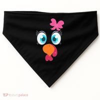 Cute Thanksgiving Turkey Girl Face Bow Tie USA-Made Doggie Bandana thumb 0