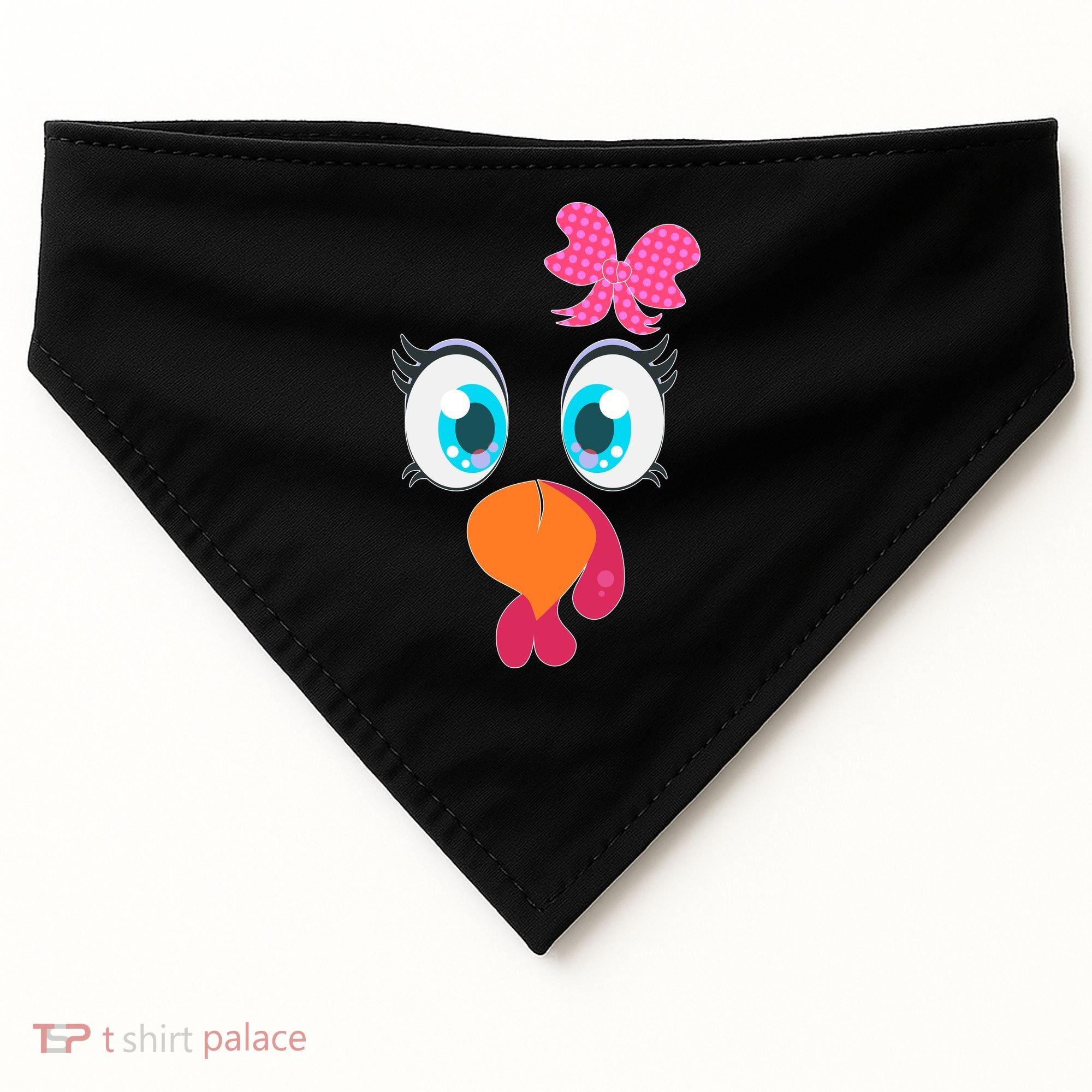 Cute Thanksgiving Turkey Girl Face Bow Tie USA-Made Doggie Bandana