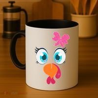 Cute Thanksgiving Turkey Girl Face Bow Tie Coffee Mug thumb 4