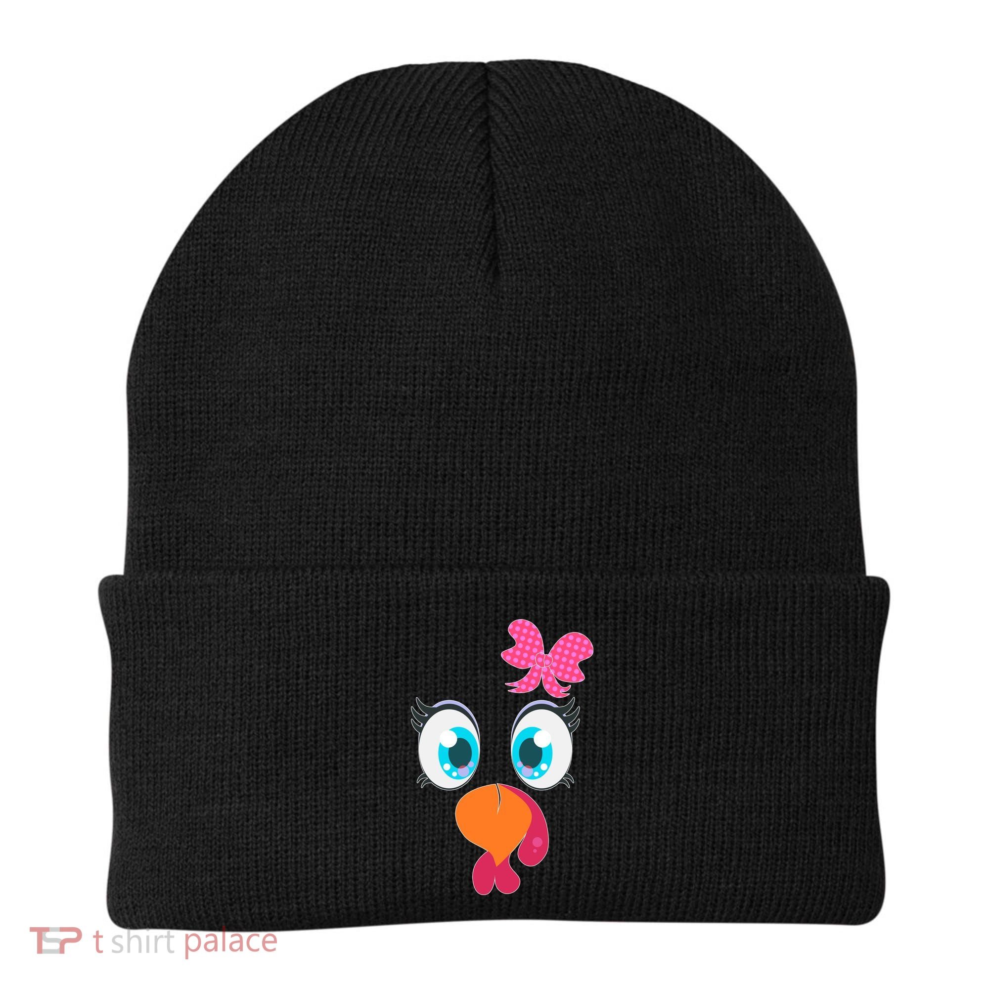 Cute Thanksgiving Turkey Girl Face Bow Tie Beanie
