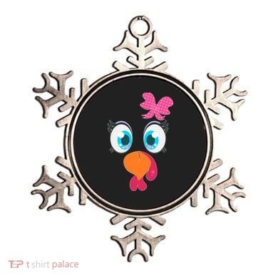 Cute Thanksgiving Turkey Girl Face Bow Tie Ornament