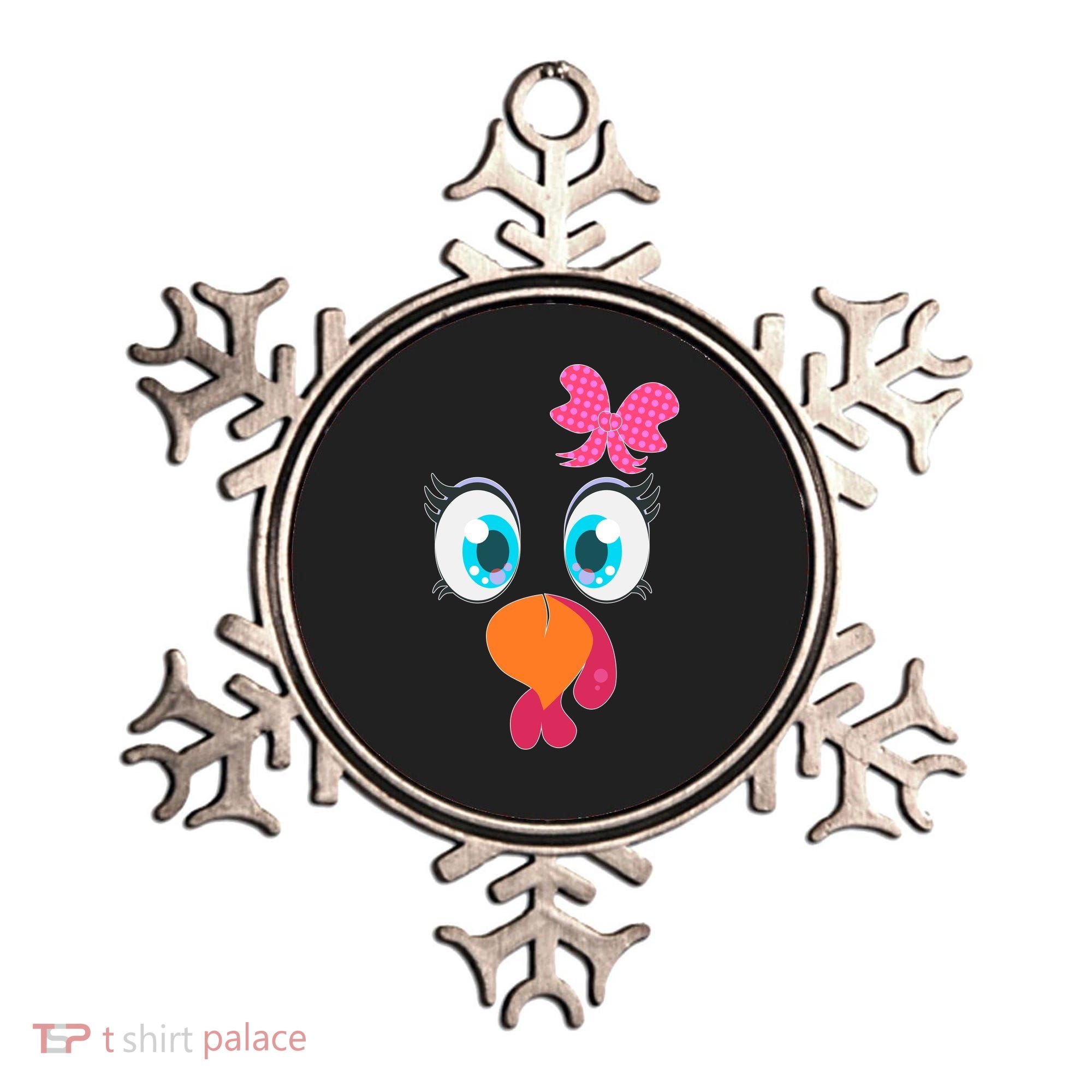 Cute Thanksgiving Turkey Girl Face Bow Tie Ornament