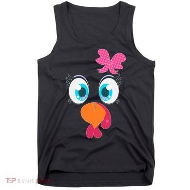 Cute Thanksgiving Turkey Girl Face Bow Tie Tank Top