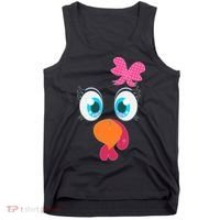 Cute Thanksgiving Turkey Girl Face Bow Tie Tank Top thumb 0