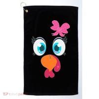 Cute Thanksgiving Turkey Girl Face Bow Tie Golf Towel thumb 0