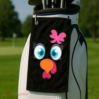Cute Thanksgiving Turkey Girl Face Bow Tie Golf Towel thumb 2