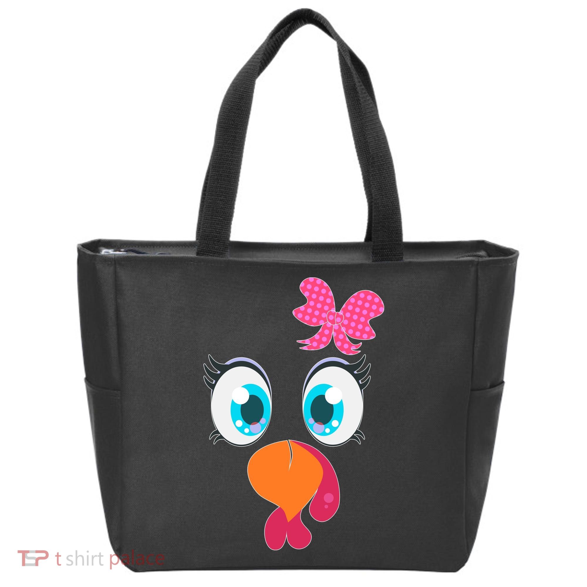 Cute Thanksgiving Turkey Girl Face Bow Tie Tote Bag