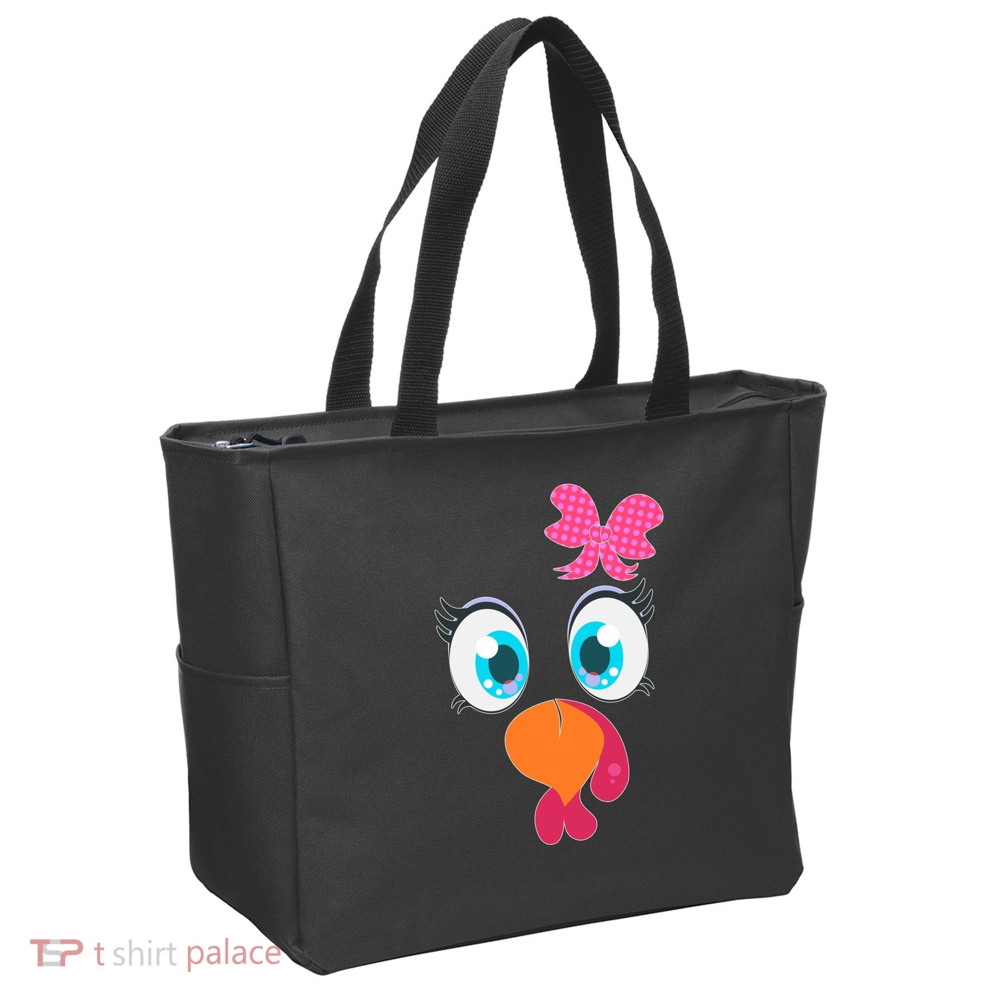 Cute Thanksgiving Turkey Girl Face Bow Tie Tote Bag