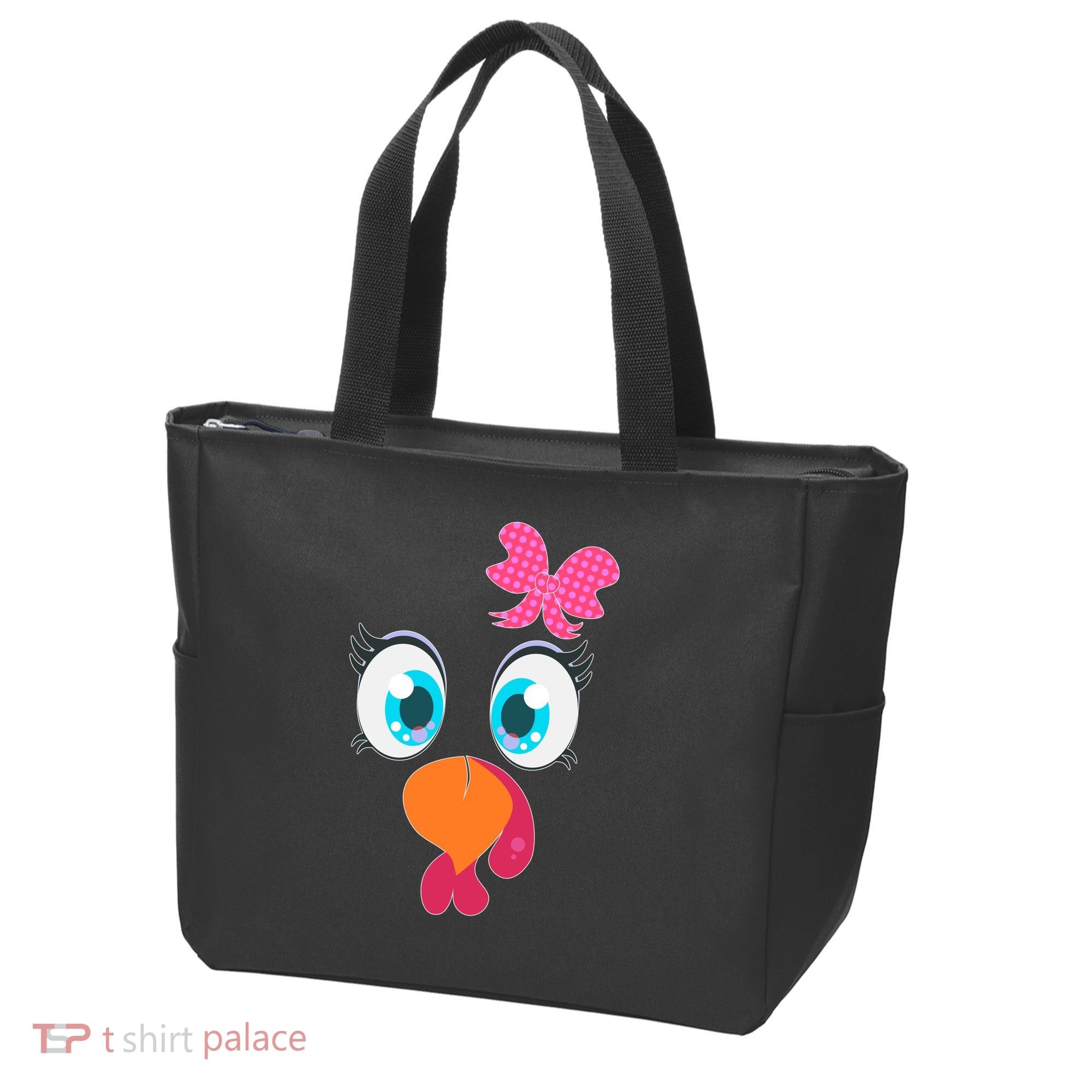 Cute Thanksgiving Turkey Girl Face Bow Tie Tote Bag