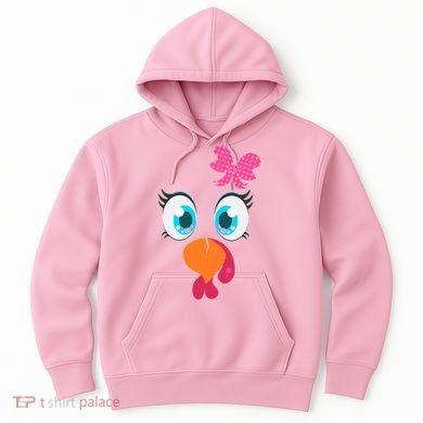 Cute Thanksgiving Turkey Girl Face Bow Tie Hoodie