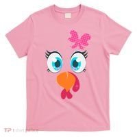 Cute Thanksgiving Turkey Girl Face Bow Tie T-Shirt thumb 0