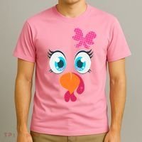 Cute Thanksgiving Turkey Girl Face Bow Tie T-Shirt thumb 3