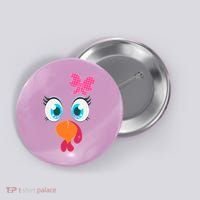 Cute Thanksgiving Turkey Girl Face Bow Tie Button thumb 0