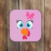Cute Thanksgiving Turkey Girl Face Bow Tie Coaster thumb 0
