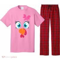 Cute Thanksgiving Turkey Girl Face Bow Tie Pajama Set thumb 0