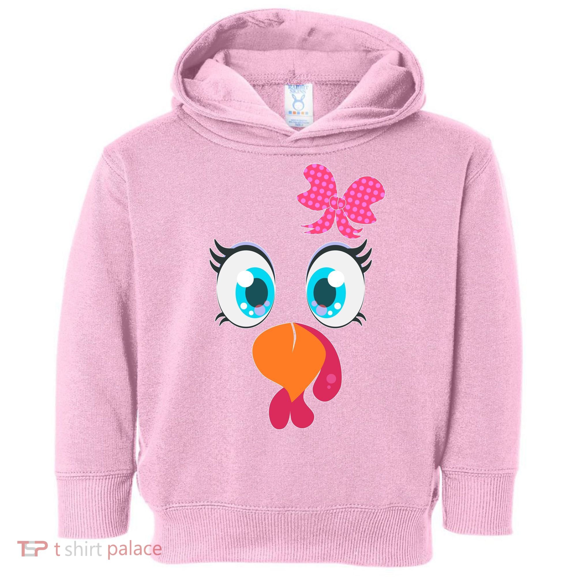 Cute Thanksgiving Turkey Girl Face Bow Tie Toddler Hoodie