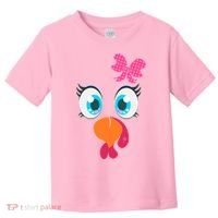 Cute Thanksgiving Turkey Girl Face Bow Tie Toddler T-Shirt thumb 0